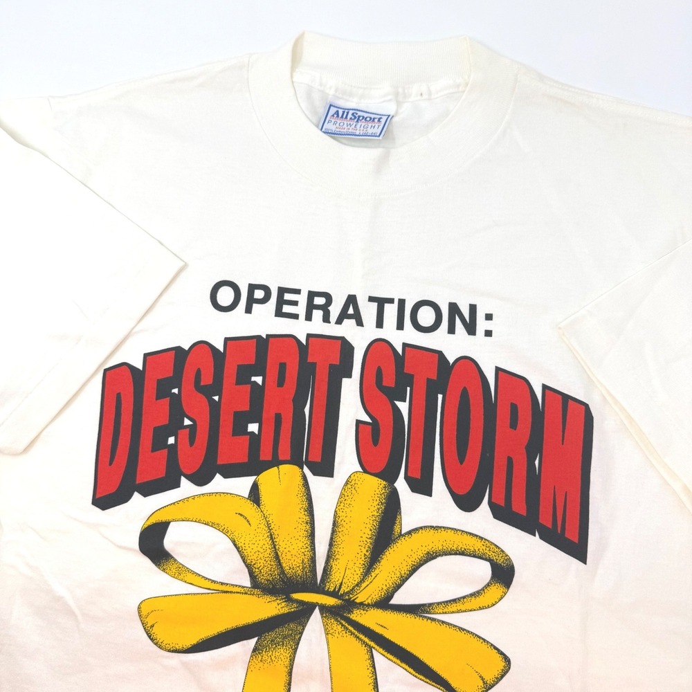 Vintage All Sport Operation‎ Desert Storm T-Shirt White 90s Single Stitch Large